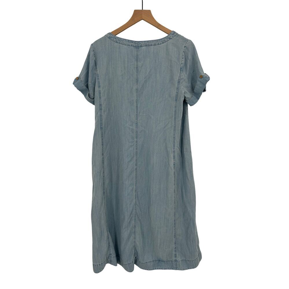 J Jill Denim Midi Dress Sz M Tencel Denim Look Pockets Relaxed Fit Casual Chic - Picture 6 of 6